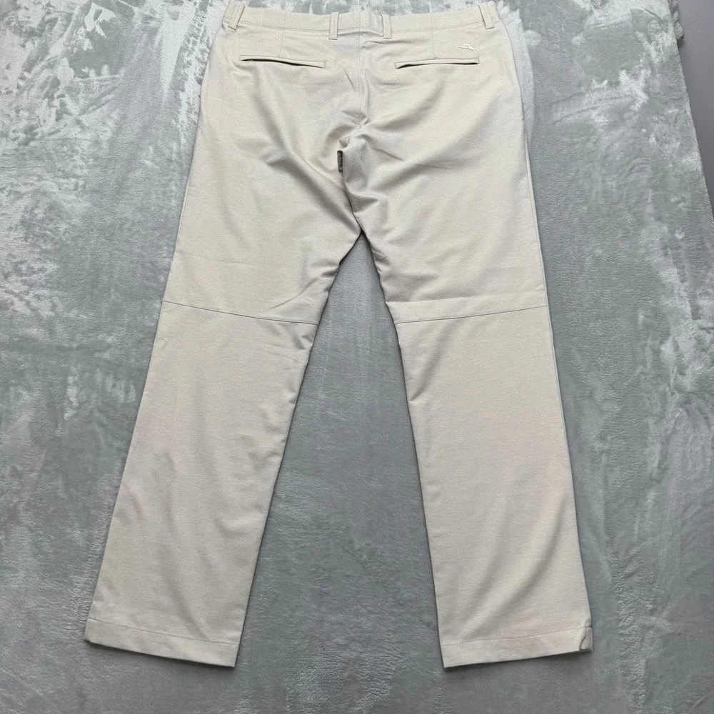 Tommy Bahama Pants Mens 35x32 Beige On Par Flat Front Chino Golf Casual Trouser - Picture 2 of 12